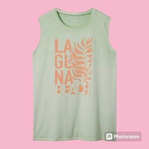0X 12W Large Torrid Green Laguna Beach Tank Cotton Jersey Slub Surfer Relax Fit